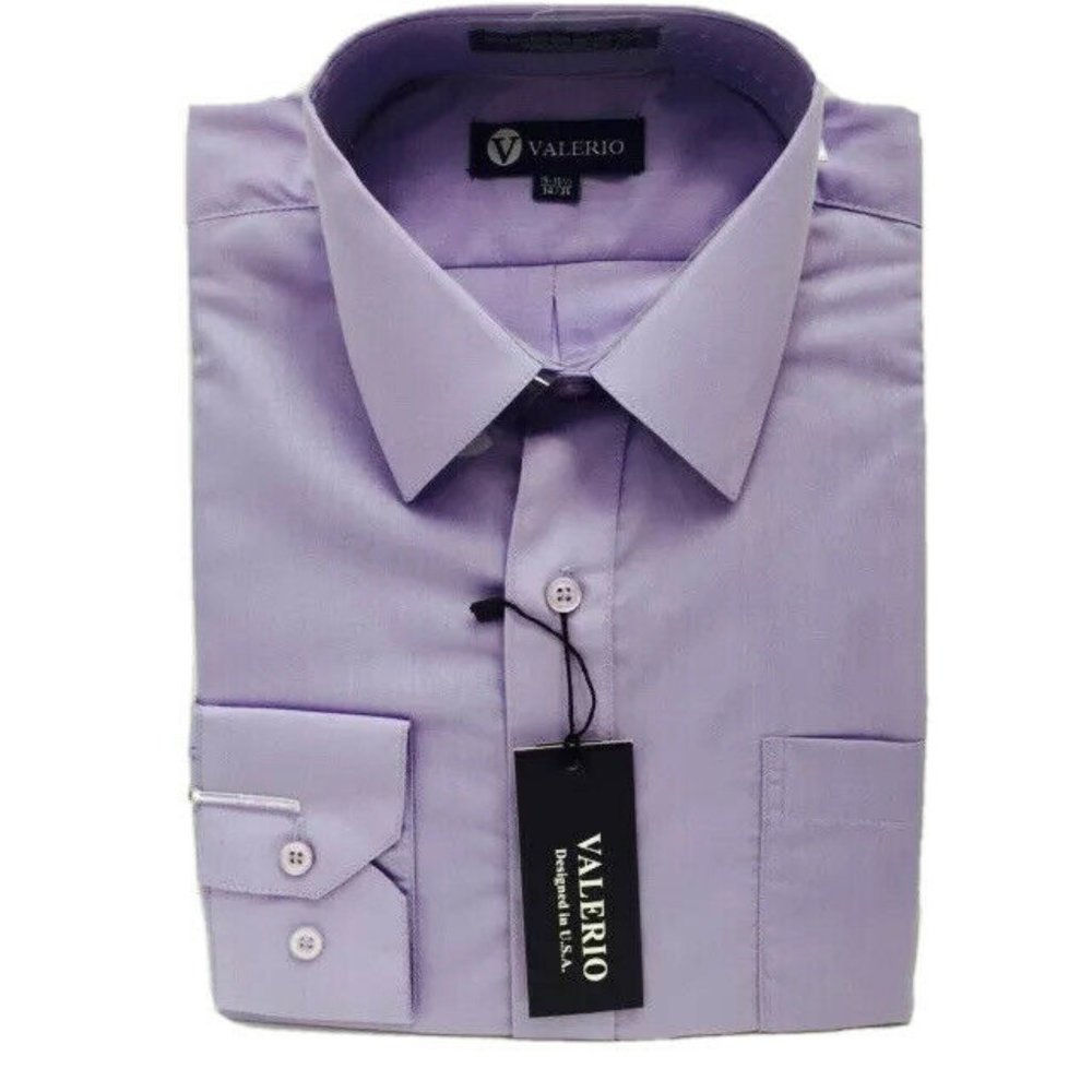Valerio Men's Lavender Dress Shirt Modern Fit Convertible Cuff Size 14.5 32/33